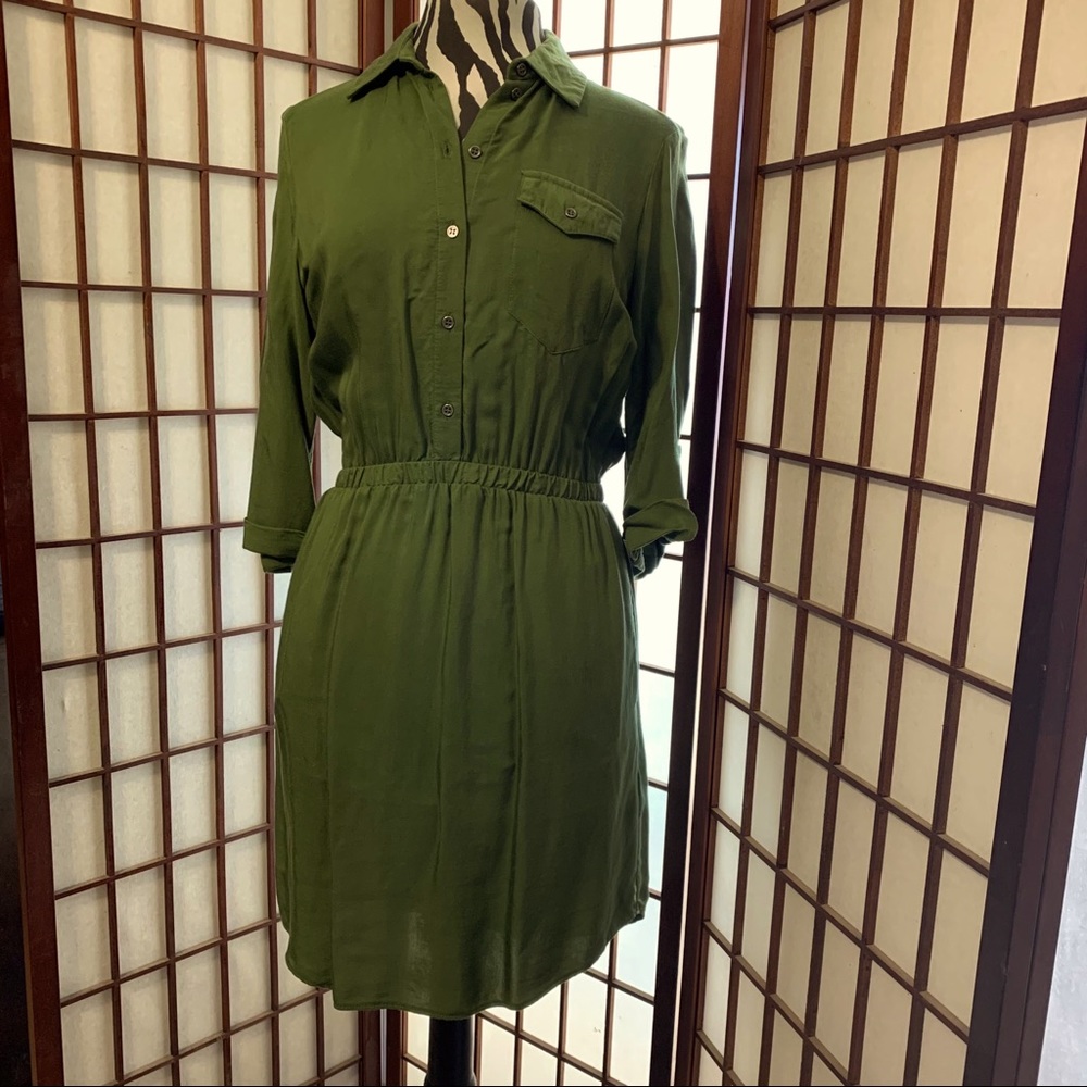 Top Shop Shirt Dress with pockets in olive.